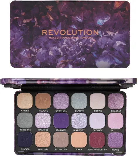 Makeup Revolution Forever Flawless - Paletă de farduri Amethyst, 18 culori