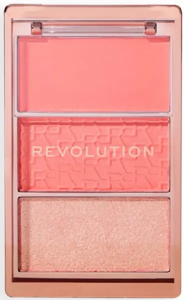 Makeup Revolution Paletă de fard de obraz pentru față Icon Blush, Peach, 3 culori