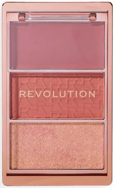 Makeup Revolution Paletă de fard de obraz pentru față Icon Blush, Rose, 3 culori