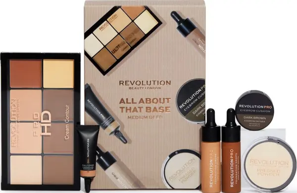 Makeup Revolution Set de machiaj All About That Base Medium-Deep, 6 piese