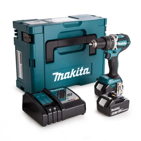 Makita Masina de gaurit si insurubat cu percutie Makita DHP484RTJ, 18V, 2000 RPM, 2 acumulatori 5.0Ah Li-ion