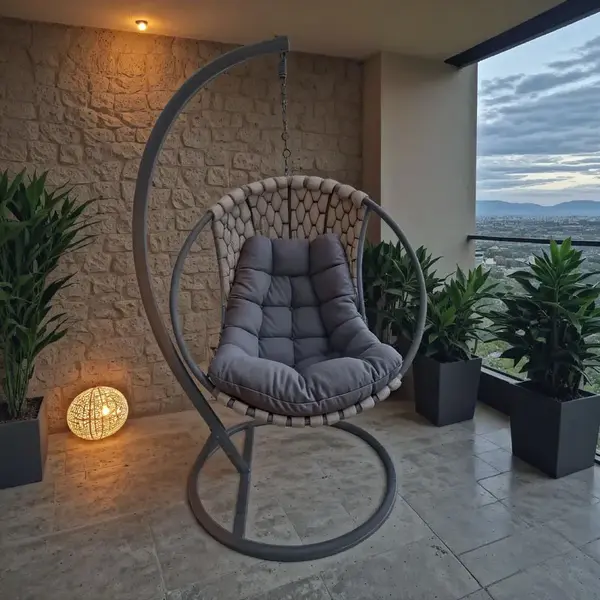 Makito pakoworld swing nest metal base - pvc in culoarea gri 100x105x195cm Baza metalică Makito Pakoworld Swing Nest – PVC, în culoarea gri, 100x105x195 cm.