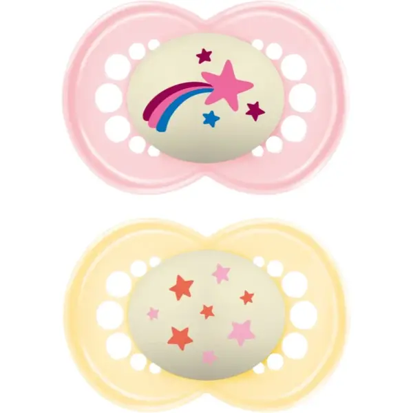 MAM Original Night 6m+ suzetă Yellow/ Pink 2 buc