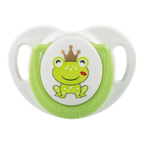 mamajoo Suzeta ortodontica din silicon si cutie de depozitare, Frog - 0 luni
