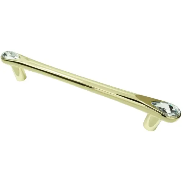 Maner cu Insertii Cristal Model Hiram, 128 mm, Finisaj Auriu Lucios/Transparent