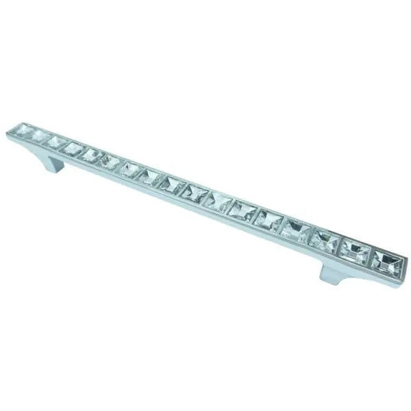 Maner cu Insertii Cristal Model Kubera, 160 mm, Finisaj Crom Lucios/Transparent