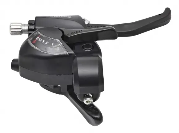 Maneta schimbator frana Shimano ST-EF41-6R, montaj dreapta 6 viteze, cablu de schimbator 2050mm, 2 degete, pentru V-Brake, culoare Negru