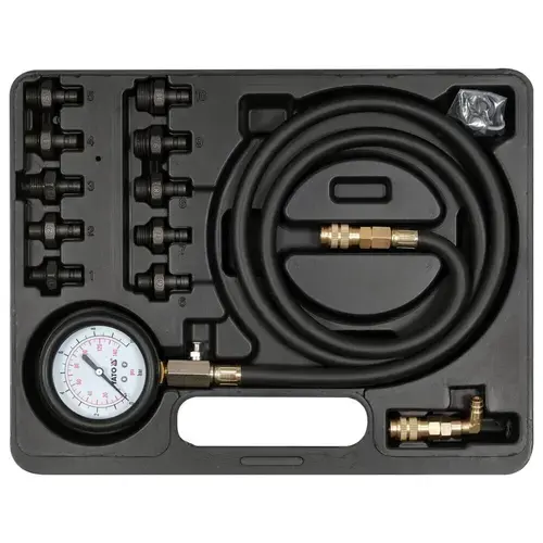 Manometru presiune ulei Yato YT-73031, 0-140 PSI, set 12 piese, cu 10 adaptoare, furtun 125 cm, diametru 70 mm