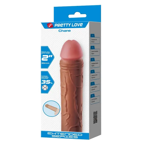 Manson pentru penis Pretty Love – Chane, pentru mărirea lungimii și grosimii, culoare maro, 18 cm
