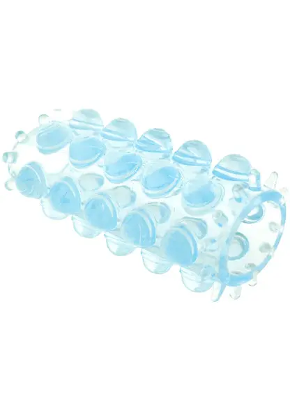 Manșon pentru penis TOYJOY – Power Stretchy Sleeve, stimulare dublă, material flexibil TPE, albastru