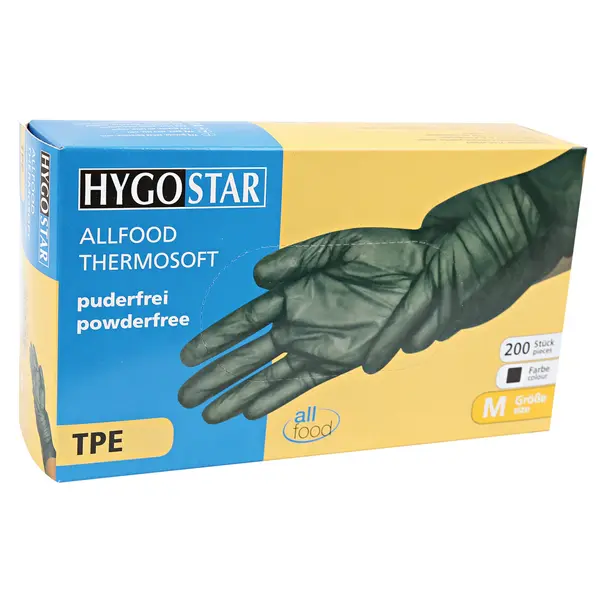 Manusa de unica folosinta ALLFOOD Thermosoft din TPE (elastomer termoplastic) marime XL - fara pudra - culoare negru - 200 buc