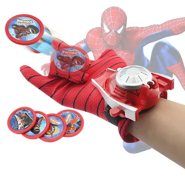 Manusa Spiderman cu lansator de discuri pentru copii, DEPOX , rosu