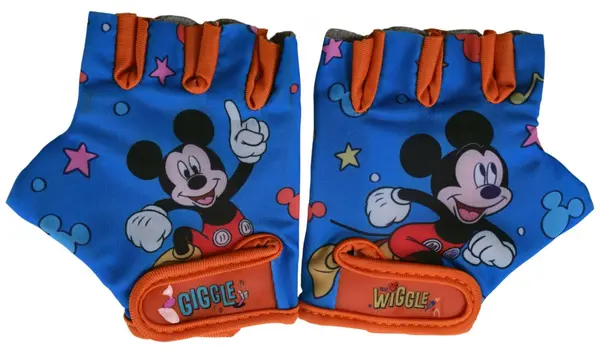 Manusi ciclisti copii Mickey Mouse, culoare albastru portocaliu