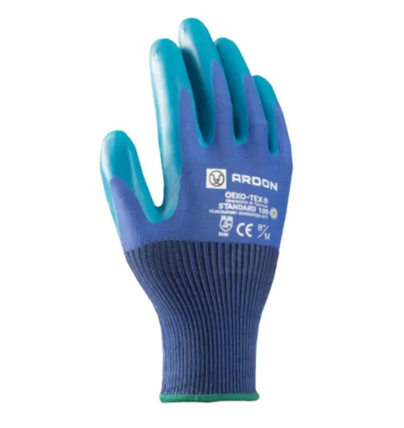 Manusi cu protectie latex, culoarea albastru, Ardon GREEN TOUCH, certificate OEKO-TEX 8, ALBASTRU