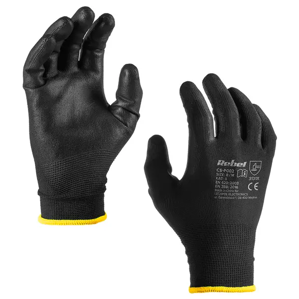 Mănuși de lucru din poliuretan, mărimea 8 / M, set 12 bucăți, Rebel Tools