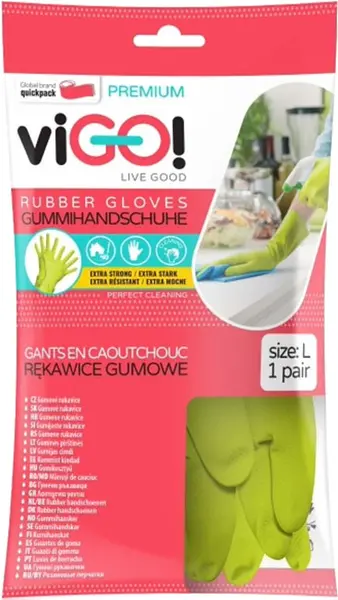 Mănuși de uz casnic viGO! - Premium, 1 pereche, mărimea L, verde