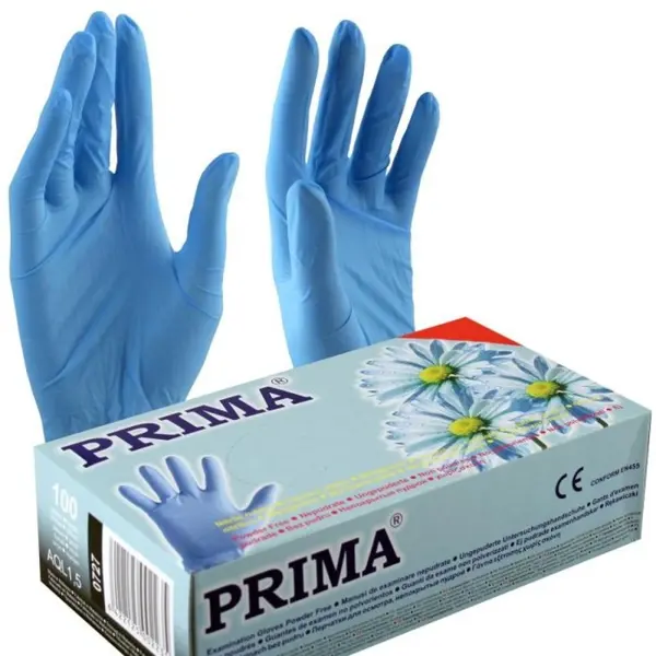 Manusi Examinare din Nitril, Prima, Nepudrate, Albastre, Marimea XS, 100 Bucati