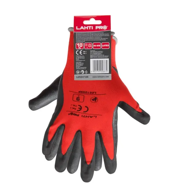 Manusi nitril Lahti PRO L221210K, marimea 10/XL, cu poliester-poliamida, palma si degete acoperite cu nitril