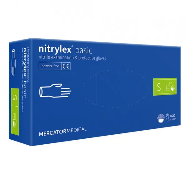Manusi Nitrylex Basic Blue fara pudra marimea XS, S, M, L
