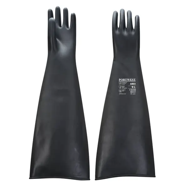 Manusi protectie chimica latex si cauciuc negru 60cm Portwest Marime 10 Manusi protectie chimica latex si cauciuc negru 60cm Portwest Marime 10