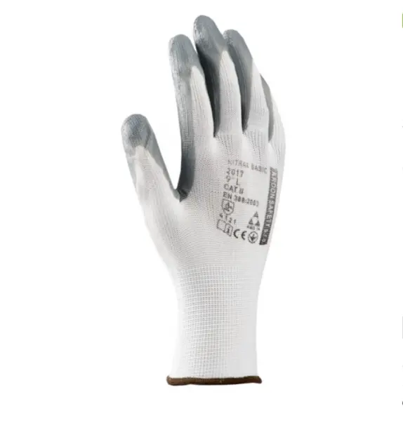 Manusi protectie cu invelis de nitril subtire, culoarea alb, Ardon NITRAX BASIC 9, ALB-GRI