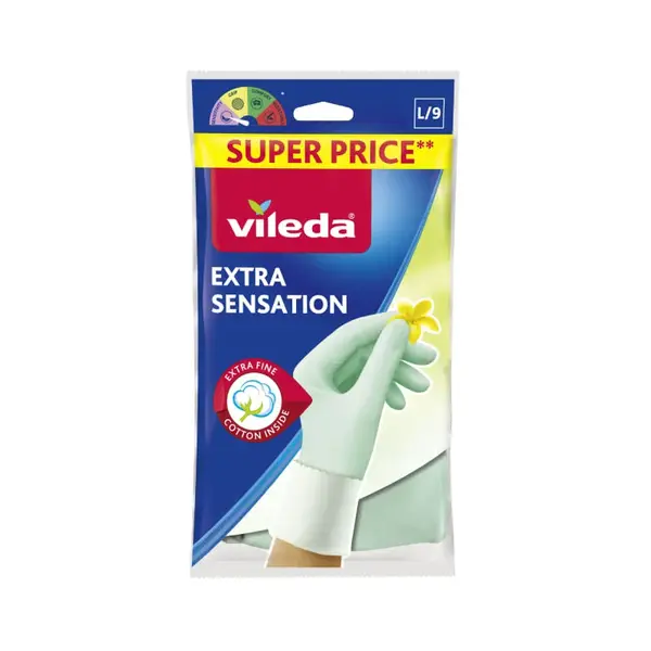 Manusi universale L latex bumbac Vileda Extra Sensation Manusi universale L latex bumbac Vileda Extra Sensation