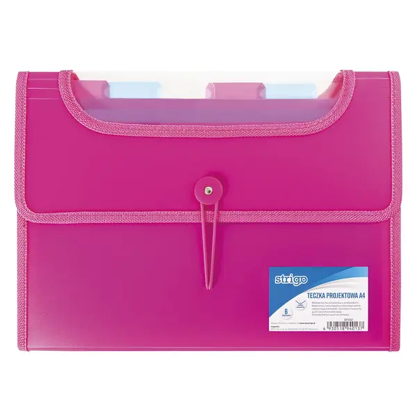 Mapa A4 extensibila cu 6 compartimente, plastic,roz