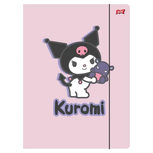 Mapa carton pentru pastrare documente, fise de lucru St.Majewski Kuromi tip A4 cu elastic,roz