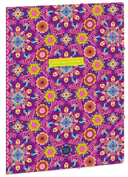 Mapă cu elastic Ars Una Catalina Estrada - Pink flowers, A4