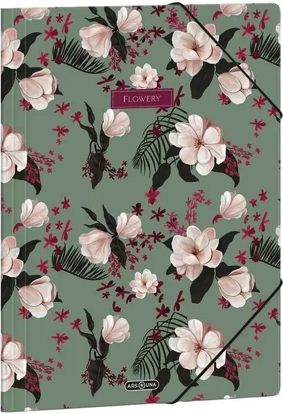 Mapă cu elastic Ars Una Flowery Green - A4