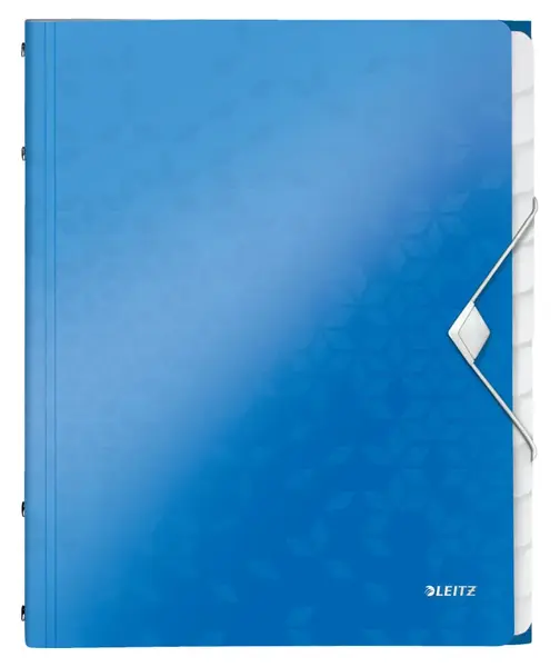 Mapa documente A4 cu elastic si 12 separatoare plastic albastru metalizat Leitz WOW Mapa documente A4 cu elastic si 12 separatoare plastic albastru metalizat Leitz WOW