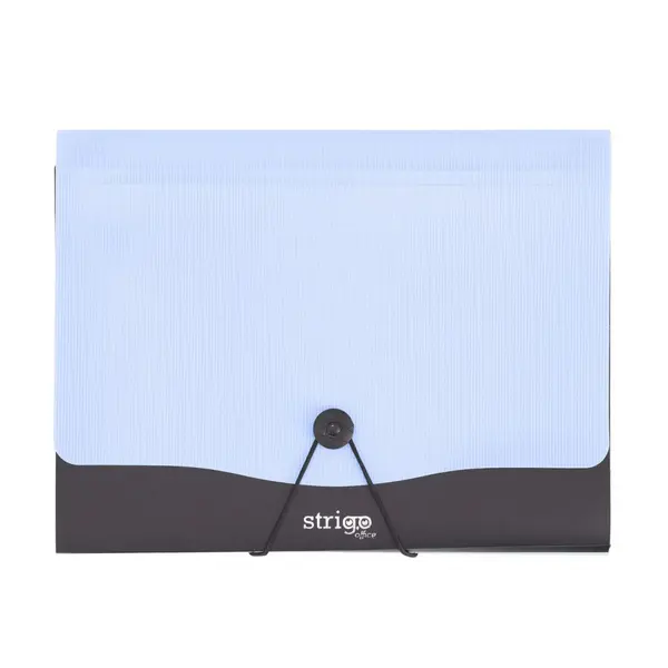 Mapa Strigo A4 cu 13 compartimente, elastic si clips , albastru