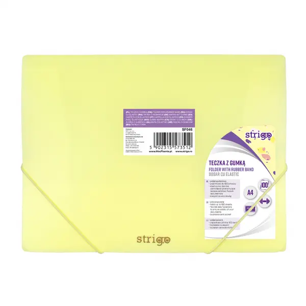 Mapa Strigo A4 cu elastic, Pastel Galben