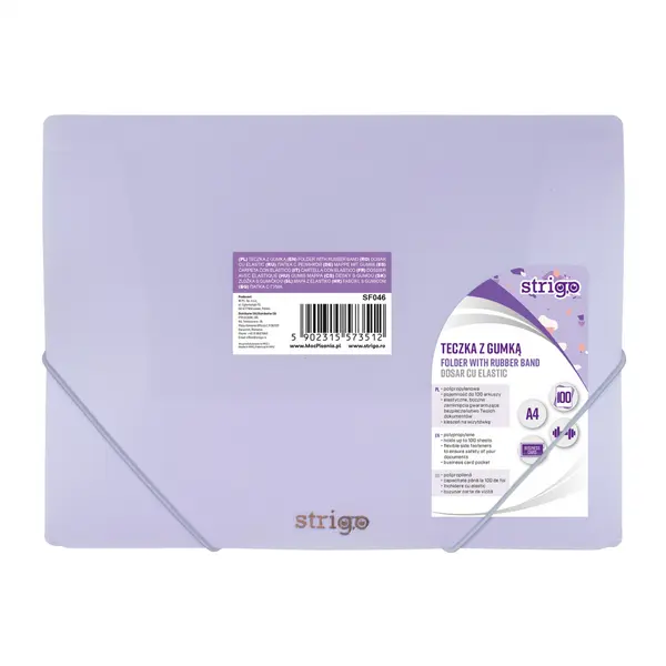 Mapa Strigo A4 cu elastic, Pastel Liliac