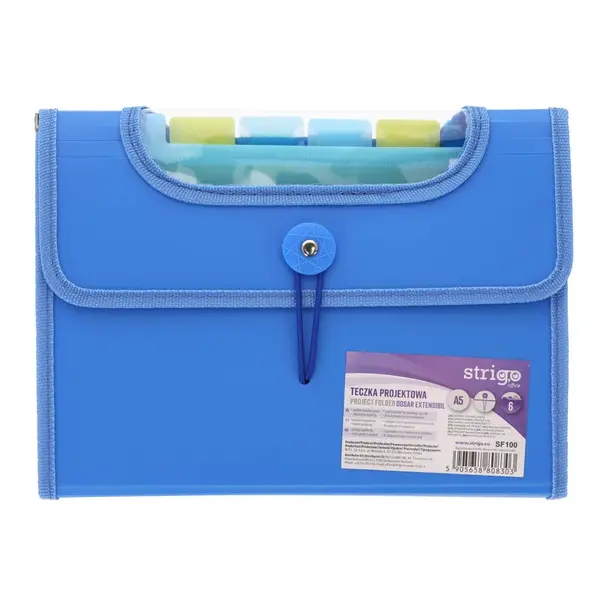 Mapa Strigo Plastic Extensibil A5, 6 Compartimente, Albastru