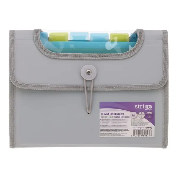 Mapa Strigo Plastic Extensibil A5, 6 Compartimente, Gri