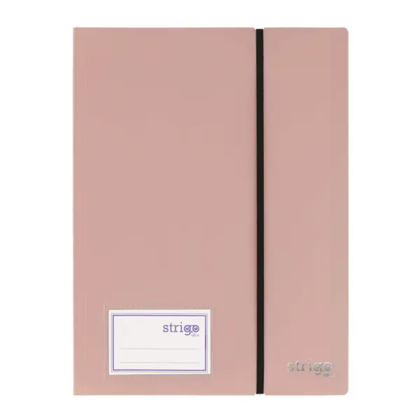 Mapa Strigo, PP, A4, cu elastic, 20 folii protectie, roz deschis