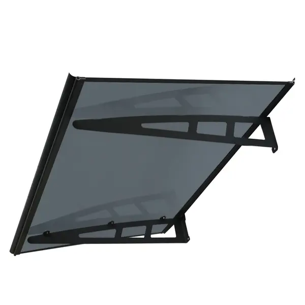 MAPROFI Copertină VIVIEN PRO Alu+Plexiglas de ușă 150x100cm marchiză adăpost acoperiș negru-antracit - Negru/Antracit