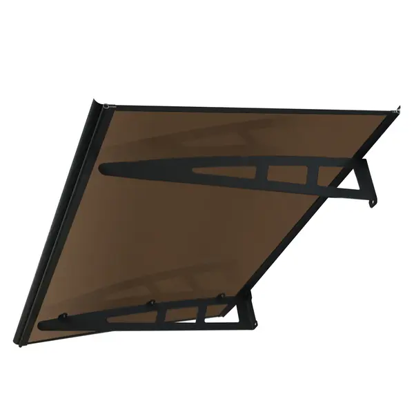 MAPROFI Copertină VIVIEN PRO Alu+Plexiglas de ușă 150x80cm marchiză adăpost acoperiș negru-bronz - Negru/Bronz