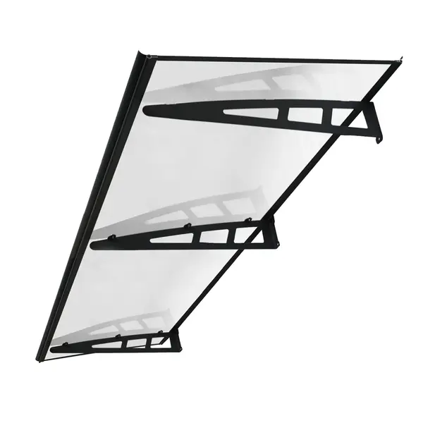 MAPROFI Copertină VIVIEN PRO Alu+Plexiglas de ușă 200x100cm marchiză adăpost acoperiș negru-transparent - Negru/Transparent
