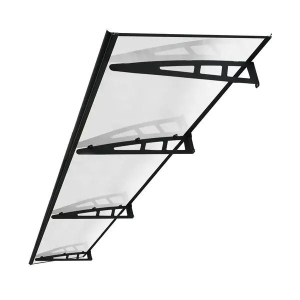MAPROFI Copertină VIVIEN PRO Alu+Plexiglas de ușă 300x80cm marchiză adăpost acoperiș negru-transparent - Negru/Transparent