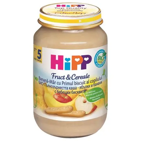 Mar si banana, cu primul biscuit al copilului, 190 g, HiPP
