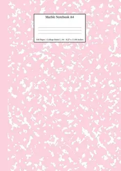 Marble Notebook A4: Pastel Pink College Ruled Journal, Paperback/***