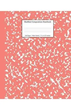 Marbled Composition Notebook: Coral Pink Marble Wide Ruled Paper Subject Book - Young Dreamers Press