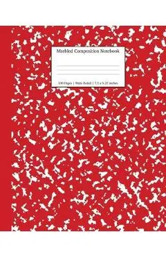 Marbled Composition Notebook: Red Marble Wide Ruled Paper Subject Book - Young Dreamers Press