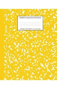 Marbled Composition Notebook: Yellow Marble Wide Ruled Paper Subject Book - Young Dreamers Press