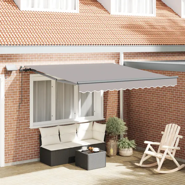 Marcheza retractabila manuala Gossi cu led gri deschis 300x250 cm, tesatura de inlocuire pentru marcheza Gossi 3x2,5 m gri deschis