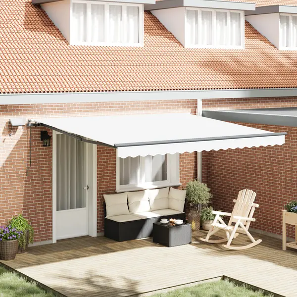 Marchiza manuala retractabila Gossi cu led alb 400x300 cm, material pentru inlocuirea marchizei Gossi pentru cadru de 4x3 m alb