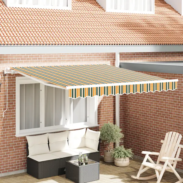 Marchiza retractabila automata Gossi verde si galben 300x250 cm, material de schimb pentru marchiza Gossi pentru cadru 3x2.5 m verde si galben