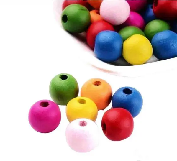 Margele colorate din lemn pentru activitati crafts, 60 piese, 8x9 mm